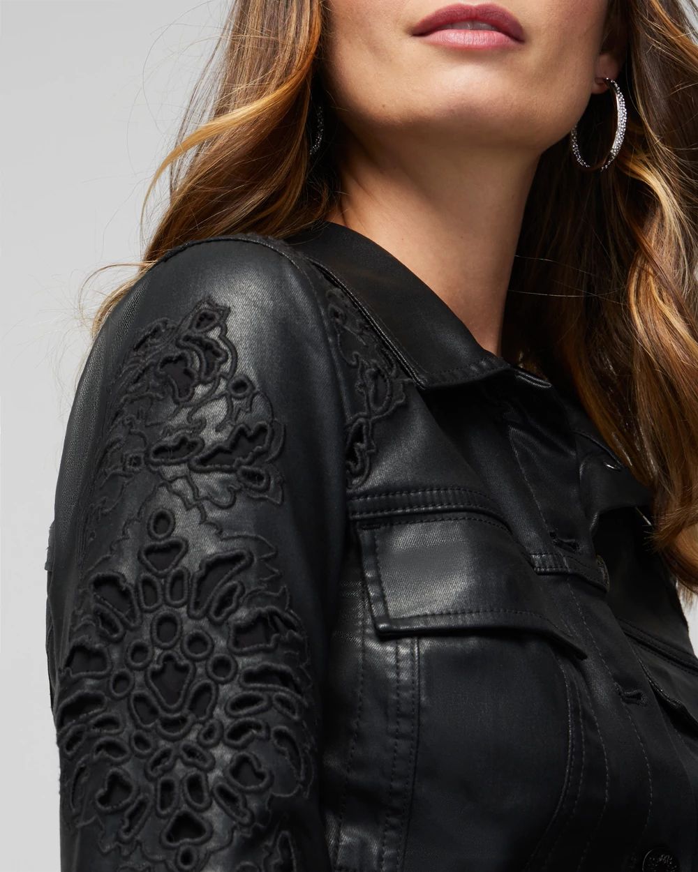 Petite Cutwork Coated Flirty Jacket | White House Black Market